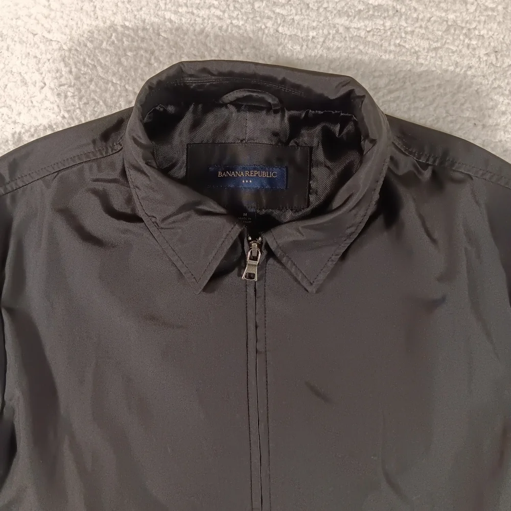 Banana Republic Jacket Mens Medium Black Harrington Bomber Performance Golf